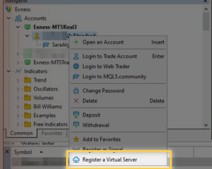Right-click menu with Register a Virtual Server highlighted